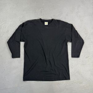 Vintage Fast 80s-90s Cotton Blend Blank Crewneck Long Sleeve T-shirt Fits Large